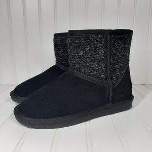 NEW Minnetonka Winter Mid-Calf Black Real Suede Leather Faux Fur Lined B… C450